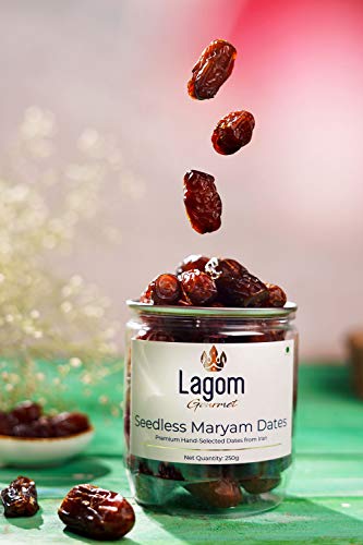 Lagom Gourmet Seedless Piarom Maryam Dates 250g | All Natural | No Preservatives | No Added Sugar | Gluten Free | Vegan | Plant Based | Non GMO | Dates Dry Fruits | Khajur | Khajoor | Khejur - View 3 of 4