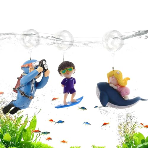 JAINSONS PET PRODUCTS Floating Toy for Aquarium Floating Aquarium Decorations 1 Cute Little Diver, 1 Surfer Boy, 1 Whale Riding Fish Tank Ornaments Decoration Fish Bowl Tank Accessories-Pack of 3 FROM INDIA(NUZ) - Shop at Colombo Mall