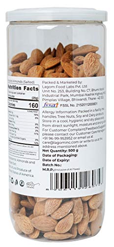 Lagom Gourmet Roasted Almonds 1 Kg | Lightly Salted | Dry Roasted | No Oil Used | Roasted To Perfection | No Preservatives | No Artificial Flavors | Gluten Free | Non Gmo | Nuts Dry Fruits - View 3 of 4