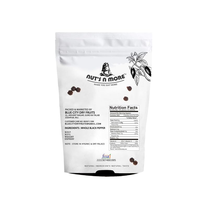 NUT'S N MORE Indian Black Pepper/black Peppercorn/kali Mirch/100% natural Spices Pack of 100g - View 2 of 4