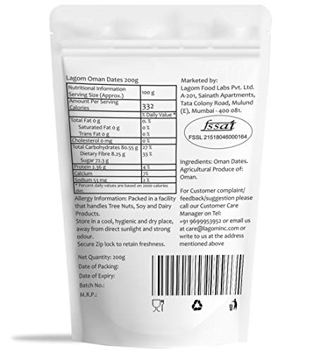 Lagom Omani Dates 200g | All Natural | No Preservatives | No Added Sugar | Gluten Free | Vegan | Plant Based | Non GMO | Dates Dry Fruits | Khajur | Khajoor | Khejur - View 3 of 4