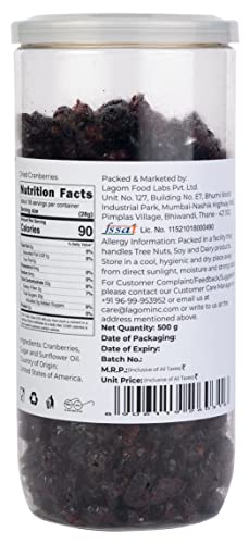 Lagom Gourmet Dried Cranberries 1 kg | Gluten Free | Vegan | Plant Based | Non GMO | Cranberry Dry Fruit - View 2 of 3