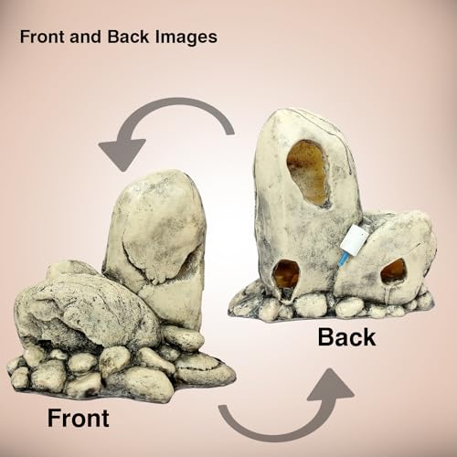 JAINSONS PET PRODUCTS Aquarium Ornament Reef Rock Landscape Fish Hideaway Artificial Mountain View Stone with Air Stone Fish Tank Decoration Beige Resin 8.3 Inch FROM INDIA(NUZ) - View 7 of 8