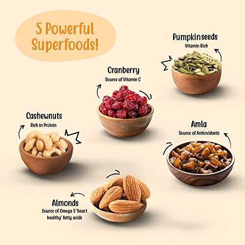 Paper Boat Absolute Health Dry Fruits Mix, Premium Trail Mix | Healthy Mixed Nuts with Dry Fruits | Almonds | Cashews | Cranberry | Pumpkin Seeds | Candied Amla, Reusable Jar (1000g) - View 3 of 8