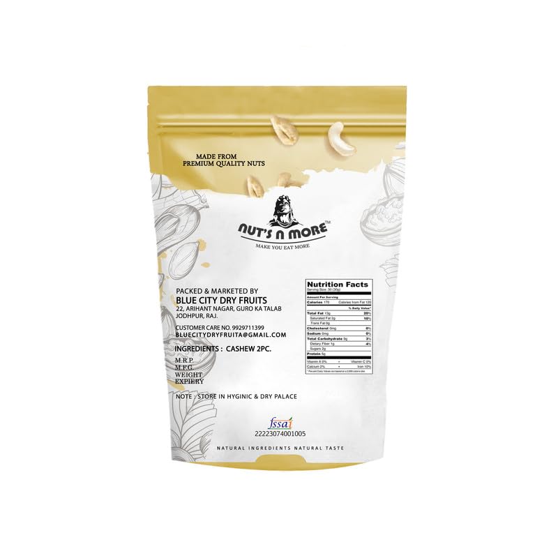 NUT'S N MORE Fresh Split Cashew Nuts 2 Pieces/kaju Fada/half Cashew/split Cashew/100% Natural/Jh/cashew 1/2/ Pack of 400 Gram - View 3 of 4