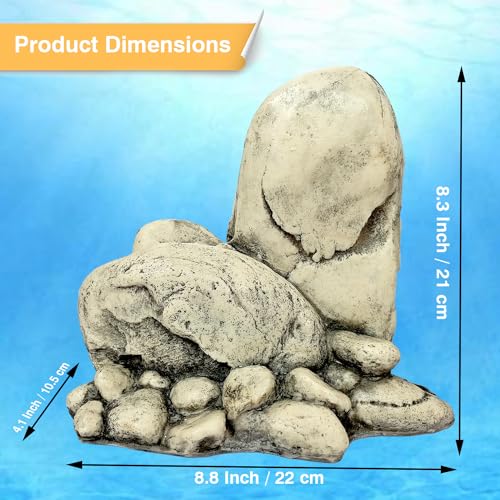 JAINSONS PET PRODUCTS Aquarium Ornament Reef Rock Landscape Fish Hideaway Artificial Mountain View Stone with Air Stone Fish Tank Decoration Beige Resin 8.3 Inch FROM INDIA(NUZ) - View 3 of 8