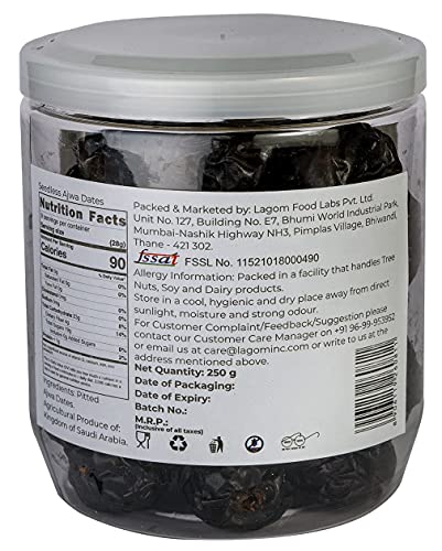 Lagom Gourmet Seedless Ajwa Dates 250G|Saudi Arabia Dates|All Natural|No Preservatives|No Added Sugar|Gluten Free|Vegan|Plant Based|Non Gmo|Dates Dry Fruits|Khajur|Khajoor|Khejur - View 2 of 5