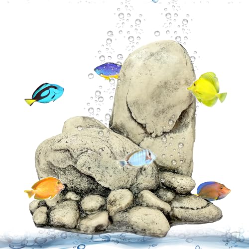 JAINSONS PET PRODUCTS Aquarium Ornament Reef Rock Landscape Fish Hideaway Artificial Mountain View Stone with Air Stone Fish Tank Decoration Beige Resin 8.3 Inch FROM INDIA(NUZ) - Shop at Colombo Mall