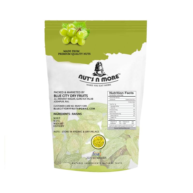 NUT'S N MORE Fresh Indian Green Raisins/hari Dakh/kishmish/source Of Potassium/seedless Raisins/quick Snack/100% Natural Pack of 800 Gram - View 3 of 4
