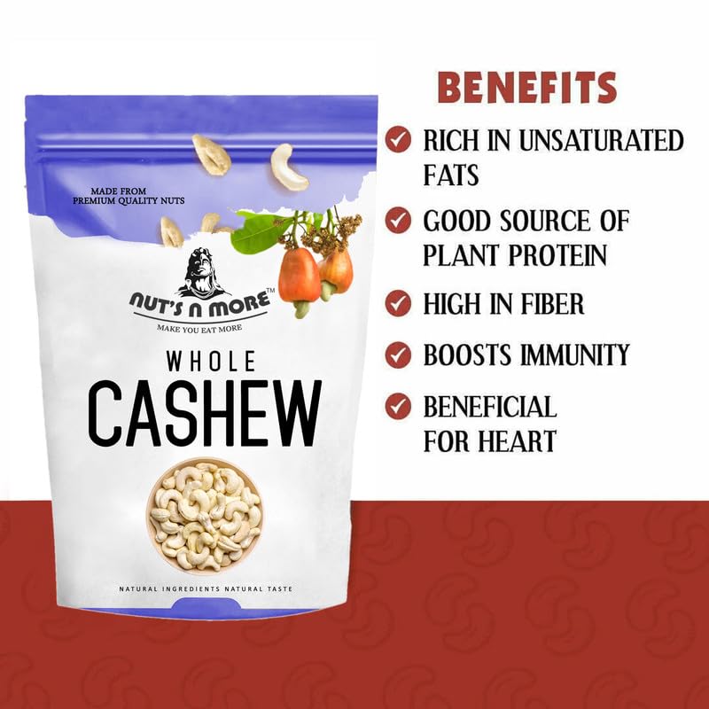 NUT'S N MORE Fresh Whole Cashew Nuts/crunchy Cashew/kaju Nuts/gluten Free &amp; Plant Based Protein/100% Natural Pack of 200 Gram - View 3 of 5