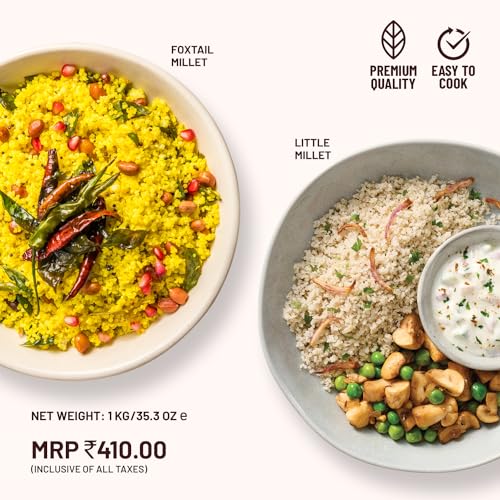 Mille Foxtail Millet and Little Millet Whole Grains Combo | Gluten Free | No Chemicals | High Plant Protein and Fibre | Millet Rice | Vegan | 100% Whole Grain | Pack of 2, 500g Each - View 3 of 5