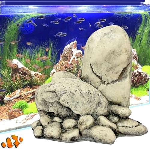 JAINSONS PET PRODUCTS Aquarium Ornament Reef Rock Landscape Fish Hideaway Artificial Mountain View Stone with Air Stone Fish Tank Decoration Beige Resin 8.3 Inch FROM INDIA(NUZ) - View 4 of 8