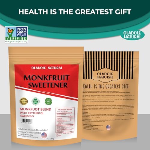 Oladole Naturals Monk Fruit Sweetener- 200g | Supports Blood Sugar Level, Weight Management | Plant- Based Keto Friendly Sugar Substitute | Low Glycemic &amp; Carb Free, Non- GMO  FROM DUBAI (SAM) - View 2 of 5