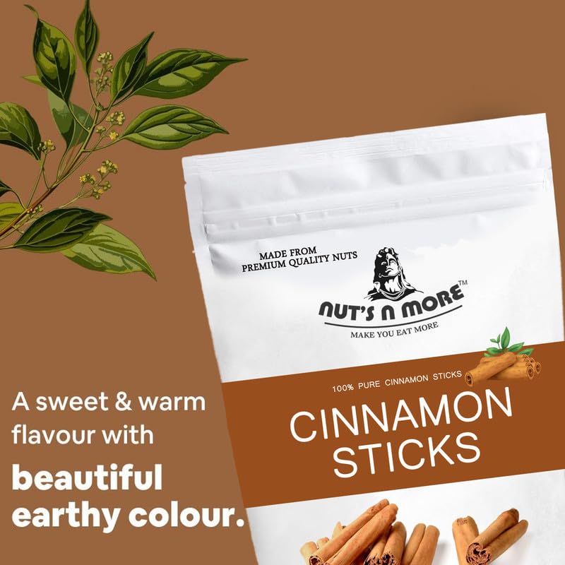 NUT'S N MORE Sri Lankan Cinanmom Quills/cinnamon Sticks/dalchini/dalchini Pencil/sabut Dalchini/whole Cinnamon/cigret Dalchini/kasia/100% Natural Spices Pack of 100 Grams - View 2 of 5