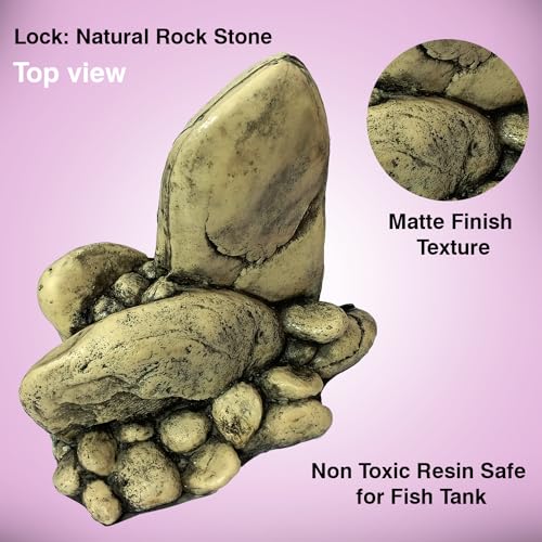 JAINSONS PET PRODUCTS Aquarium Ornament Reef Rock Landscape Fish Hideaway Artificial Mountain View Stone with Air Stone Fish Tank Decoration Beige Resin 8.3 Inch FROM INDIA(NUZ) - View 6 of 8