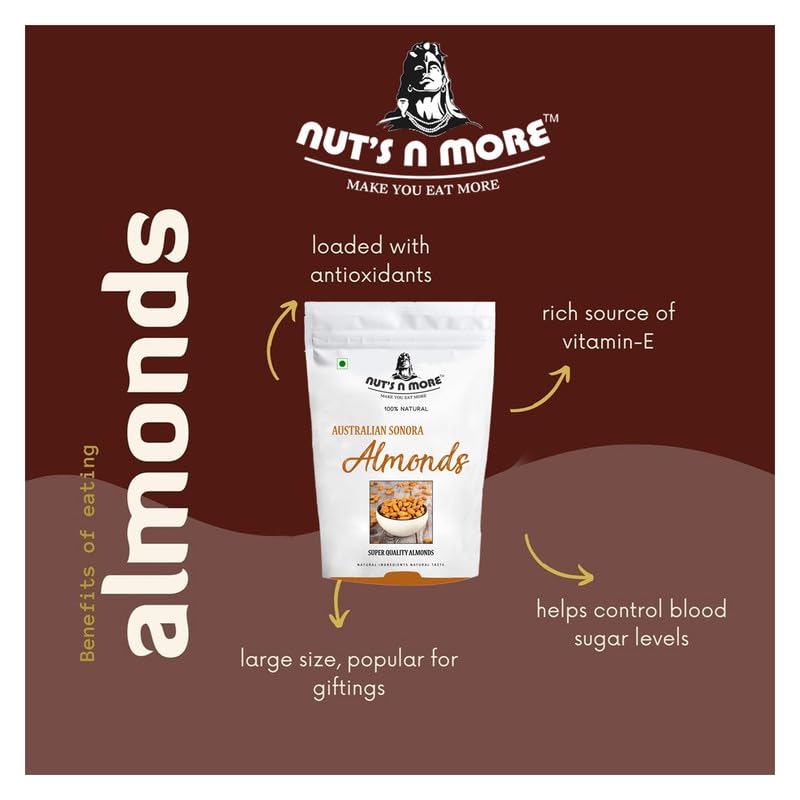 NUT'S N MORE Australian Sonora Almonds/sonora Badam/australian Badam/100% natural/Pack of 200 Gram - View 3 of 4