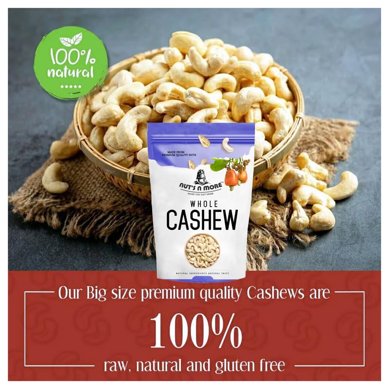 NUT'S N MORE Fresh Whole Cashew Nuts/crunchy Cashew/kaju Nuts/gluten Free &amp; Plant Based Protein/100% Natural Pack of 200 Gram - View 4 of 5