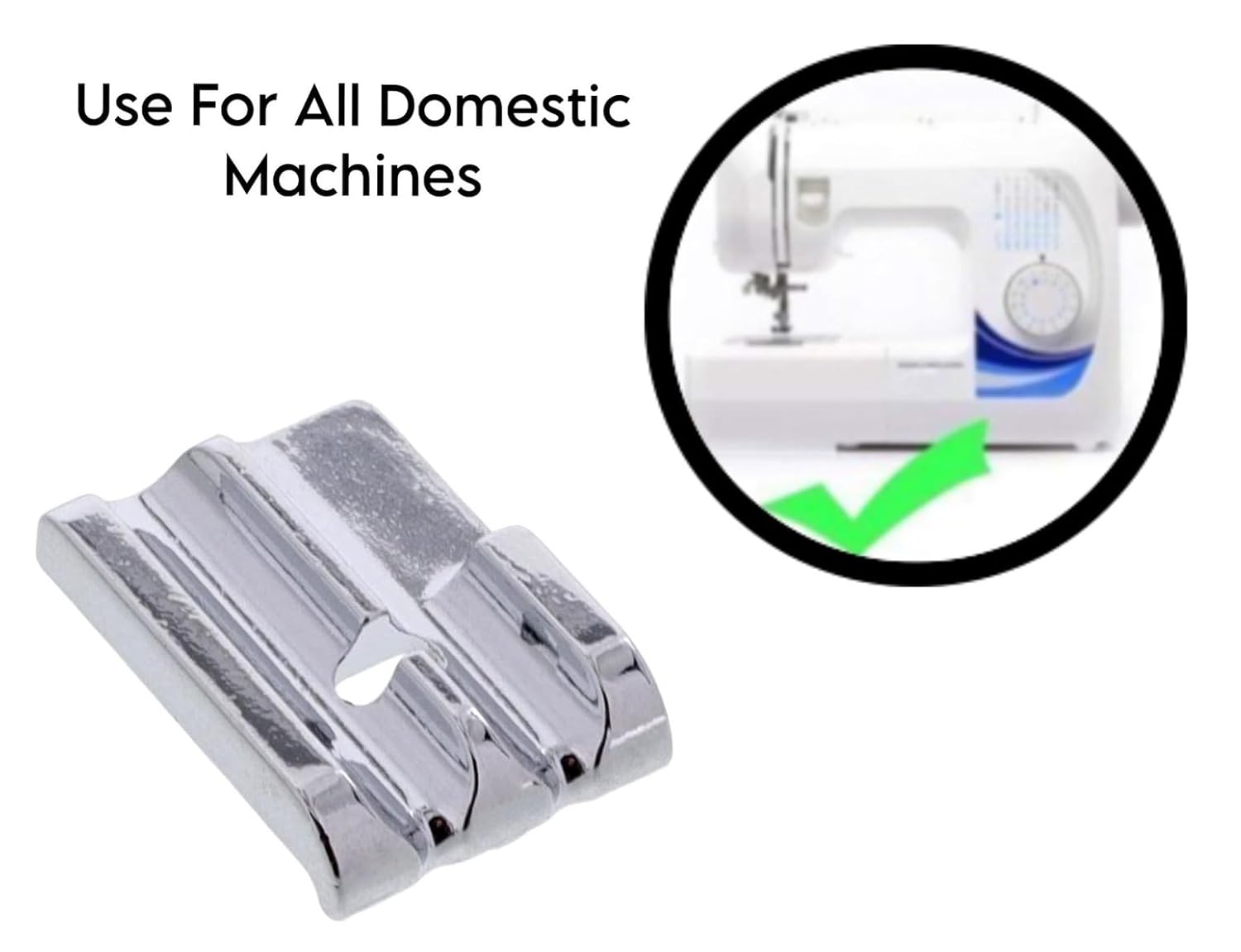 ZENITH Piping Double Welting Pressure Foot Snap on Type for Automatic Electric Low Shank Sewing Machines Suitable for Usha Janome Brother Singer etc Steel Finish (Piping)FROM INDIA(NUZ) - View 2 of 6