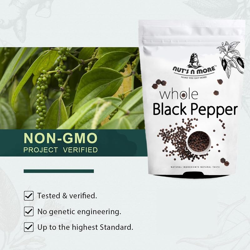 NUT'S N MORE Indian Black Pepper/black Peppercorn/kali Mirch/100% natural Spices Pack of 100g - View 3 of 4