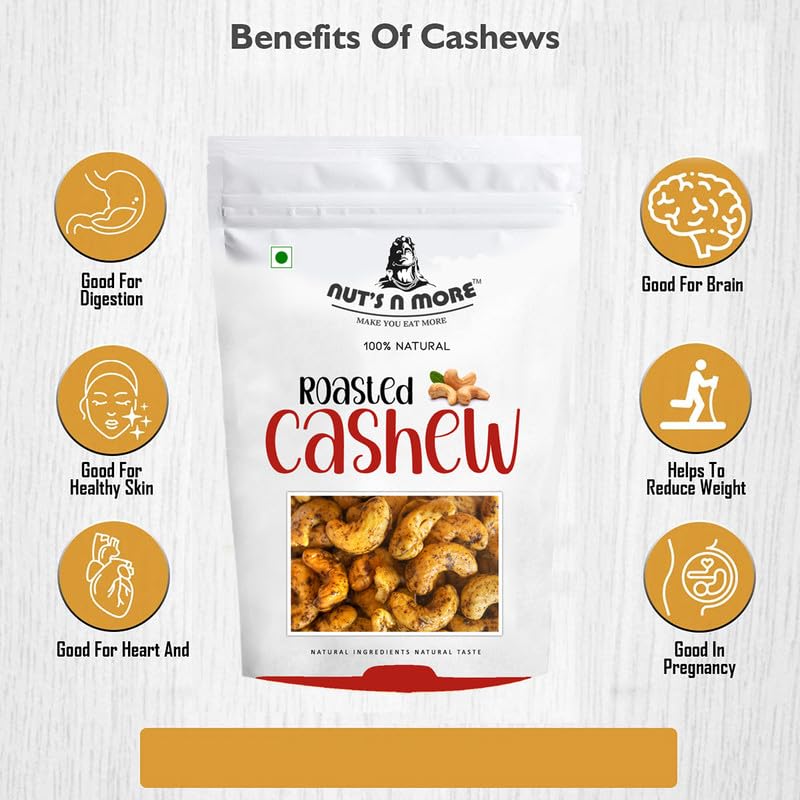 NUT'S N MORE Roasted Cashew Nuts/salted Cashew/masala Cashew/Salted Kaju/100% natural Pack of 200 Gram - View 2 of 5