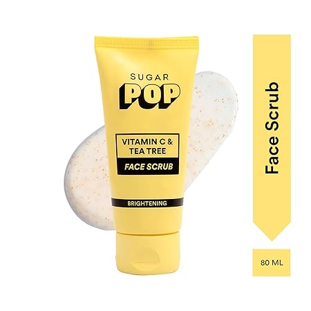 SUGAR POP Vitamin C &amp; Tea Tree Face Scrub - Infused With Aloe Vera, Tea Tree Oil, Apricot Beads &amp; Glow-Boosting Vitamin C | Removes Tan, Pigmentation &amp; Blackheads | For Even Toned Skin | Reduces Acne | 80 Ml (FROM INDIA FAAZ) - View 2 of 5