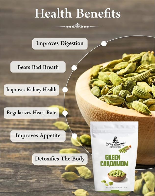 NUT'S N MORE Green Cardamom/hari Elaichi/elaichi/100% Natural Spices Pack of 50 Grams - View 2 of 5