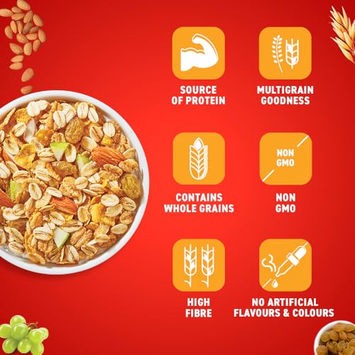 Bagrry's Crunchy Muesli 1kg Jar| 40% Fibre Rich Oats with Bran | 82% Multi Grains, Almonds, Raisins &amp; Honey | Breakfast Cereal | Natural Muesli (FROM INDIA)SAB - View 6 of 6