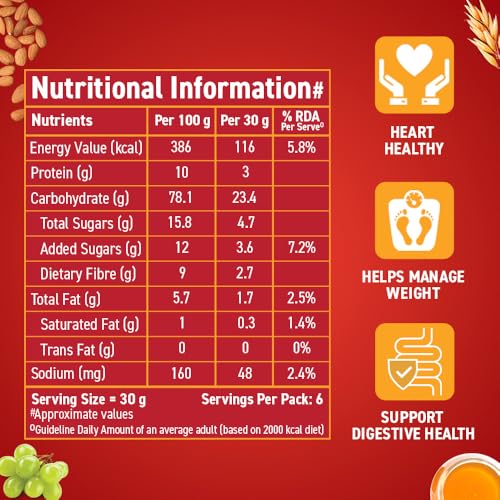 Bagrry's Crunchy Muesli 200gm Box| 40% Fibre Rich Oats with Bran | 82% Multi Grains, Almonds, Raisins &amp; Honey | Breakfast Cereal | Protein Rich | All Natural Muesli (FROM INDIA)SAB - View 2 of 6