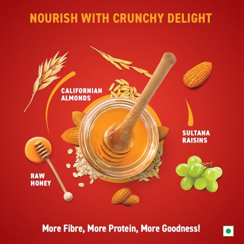 Bagrry's Crunchy Muesli 200gm Box| 40% Fibre Rich Oats with Bran | 82% Multi Grains, Almonds, Raisins &amp; Honey | Breakfast Cereal | Protein Rich | All Natural Muesli (FROM INDIA)SAB - View 6 of 6