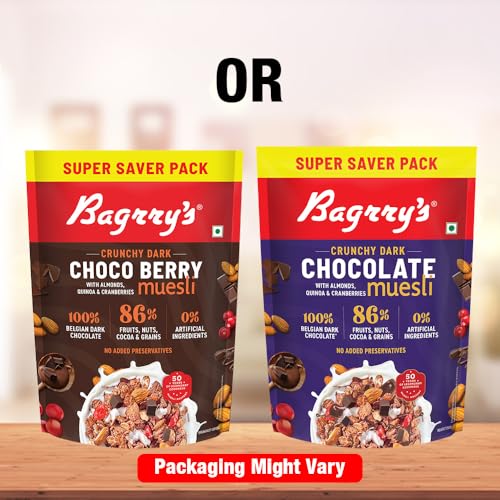 Bagrrys Choco Berry Muesli, 750gm, Chocolate Muesli with Almond, Quinoa, Cranberries |100% Belgian Dark Chocolate Muesli| 0% Artificial Ingredients Chocolate Muesli | 86% Fruits, Nuts &amp; Grains Chocolate Muesli (FROM INDIA)SAB - View 3 of 6
