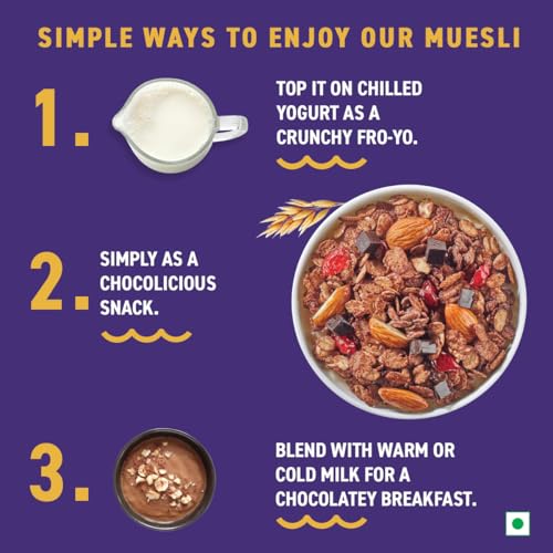 Bagrrys Choco Berry Muesli, 750gm, Chocolate Muesli with Almond, Quinoa, Cranberries |100% Belgian Dark Chocolate Muesli| 0% Artificial Ingredients Chocolate Muesli | 86% Fruits, Nuts &amp; Grains Chocolate Muesli (FROM INDIA)SAB - View 6 of 6