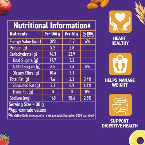 Bagrry's Fruit N Fibre Muesli, Mixed Fruit, 1000g (FROM INDIA)SAB - View 2 of 6
