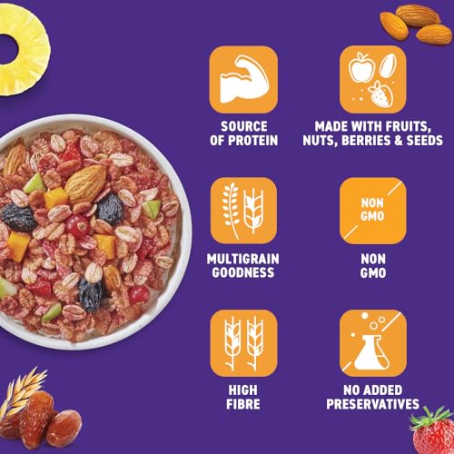 Bagrry's Fruit N Fibre Muesli, Mixed Fruit, 1000g (FROM INDIA)SAB - View 5 of 6
