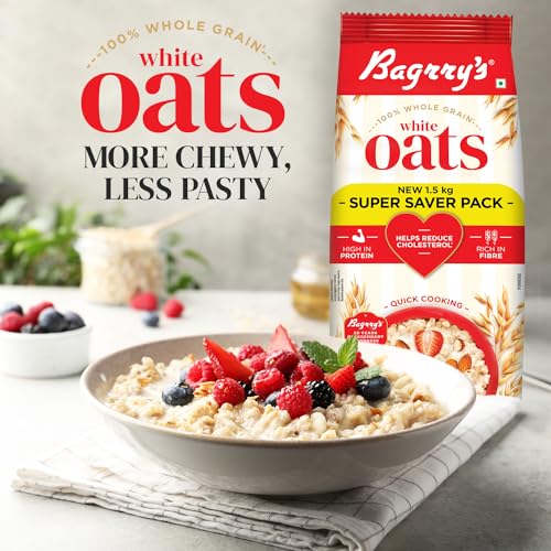 Bagrry's White Oats 1.5Kg Pouch| Natural Whole Grain| High Soluble Fibre| Protein Goodness| Non GMO| Breakfast Cereal | Oats| Instant Oats (FROM INDIA)SAB - View 6 of 6