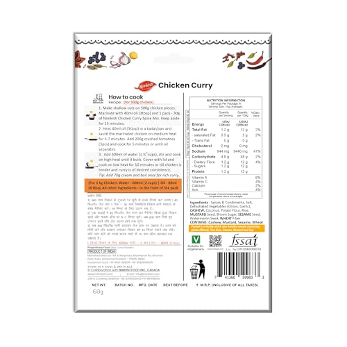 Nimkish Chicken Curry Masala 60g (Pack of 2, 30g each), Ready to Cook Spice Mix, Quick &amp; Tasty Meals, Premix Powder Spice(FROM INDIA)JEZ - View 2 of 6
