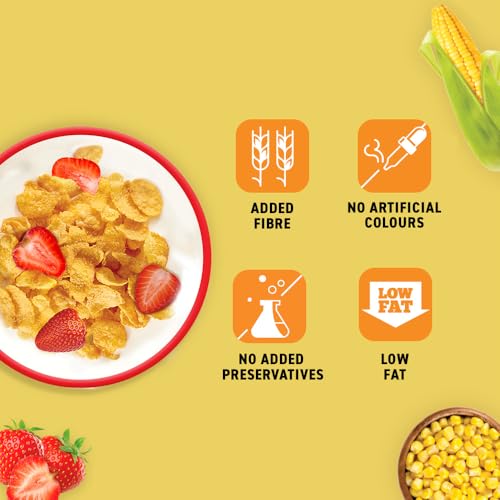 Bagrry's Corn Flakes Plus 475g Box |Original and Healthier | Low Fat &amp; Cholesterol | High Fibre |All Natural CornFlakes | Breakfast Cereal (FROM INDIA)SAB - View 3 of 6