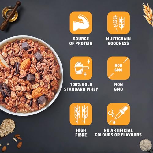 Bagrry's Whey Protein Muesli 500gm Box |15gm Protein Per Serve |Chocolate Flavour|Whole Oats &amp; Californian Almonds|Breakfast Cereal|Protein Rich|Premium American Whey Muesli (FROM INDIA)SAB - View 6 of 6
