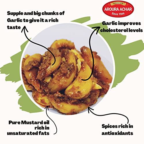 LUCKNOW'S AROURA ACHAR SINCE 1944 Garlic Pickle 200g for Home Use Home Made With Love No Artificial Colors - View 2 of 6