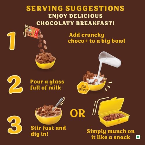 Bagrry's Choco+ Multigrain Chocos Cereal, No Maida, 1.2kg Pouch, Yummy Chocolate Chocos for Kids &amp; Adults | Goodness of Oats, Whole Wheat, Rice, Yummy Chocolaty Breakfast Cereal (FROM INDIA)SAB - View 6 of 6