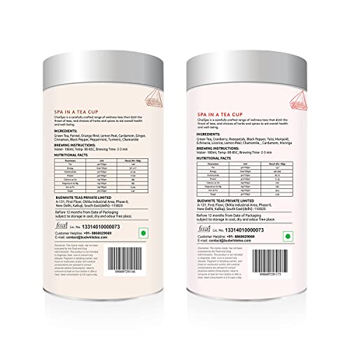 ChaiSpa Reboot Health- TRUPTI &amp; AROGYA by Teafloor | Green Tea for Rejuvenating Body | Helps Fight Body Infections | Only Natural Ingredients | 40 Green Tea Pyramid Bags (FROM INDIA)SAB - View 3 of 7