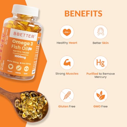 BBETTER Omega 3 Fish Oil Capsules For Heart, Joints & Brain Health ...