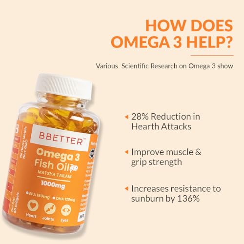BBETTER Omega 3 Fish Oil Capsules For Heart, Joints & Brain Health ...