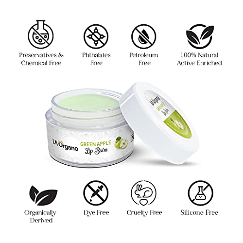LA Organo Green Apple &amp; Rose Lip Balm For Dry, Chapped Lips With Intense Moisturizing (10 g, Pack of 2) (FROM INDIA)SAB - View 5 of 7