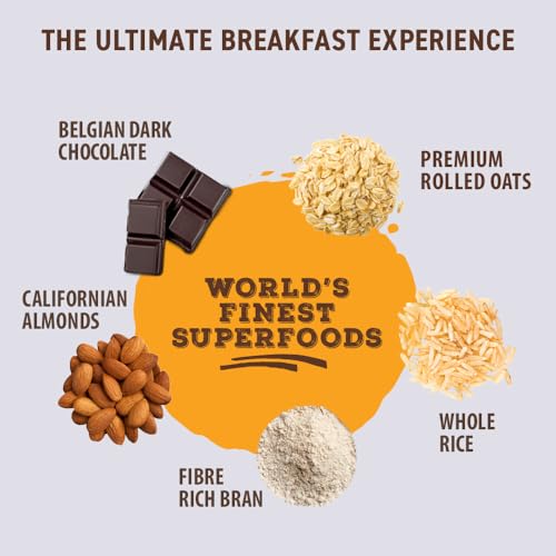 Bagrry’s Superfood Granola Belgian Dark Chocolate &amp; Almonds 400gm Pouch|40% Oats &amp; Quinoa Flakes| 100% Natural Cocoa|Vegan &amp; Plant Based|High in Fibre &amp; Protein|Breakfast Cereal|Crunchy Granolav (FROM INDIA)SAB - View 4 of 6