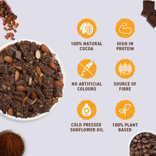 Bagrry’s Superfood Granola Belgian Dark Chocolate &amp; Almonds 400gm Pouch|40% Oats &amp; Quinoa Flakes| 100% Natural Cocoa|Vegan &amp; Plant Based|High in Fibre &amp; Protein|Breakfast Cereal|Crunchy Granolav (FROM INDIA)SAB - View 5 of 6