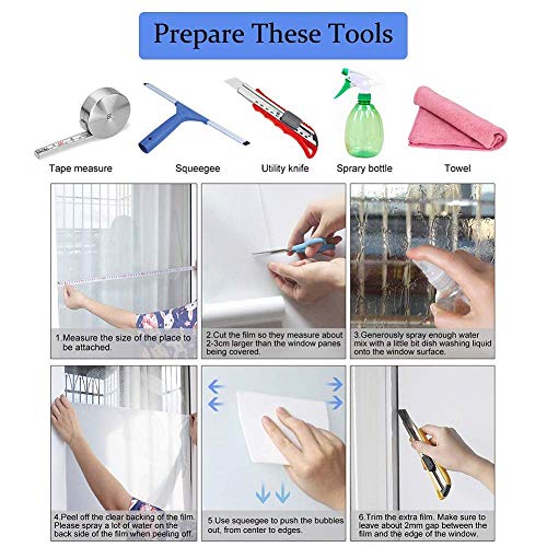 MOCOCO Pink Delight Privacy Window Film Frosting Film Window Sticker Frosted Vinyl Sheets for Front Door Bathroom sidelight Small Windows (12x100 Inch) - View 6 of 6