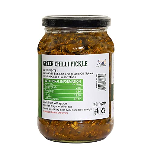 URBAN ORGANIX FOODS Homemade Marwadi Rajasthani Green Chilli Pickle Achaar Taste of Rajasthan (400 Gram) - View 3 of 6