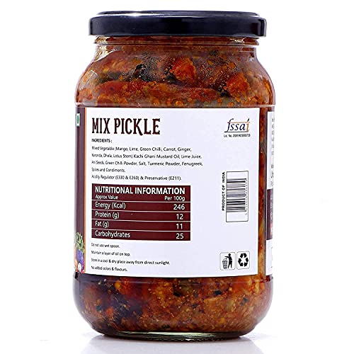 URBAN ORGANIX FOODS Homemade Mixed Pickle Achaar Mixed Vegetable Mango Lime Green Chilli Carrot Ginger Pickle 400 Gram - View 3 of 7