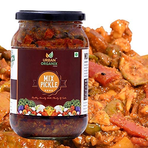 URBAN ORGANIX FOODS Homemade Mixed Pickle Achaar Mixed Vegetable Mango Lime Green Chilli Carrot Ginger Pickle 400 Gram - View 4 of 7