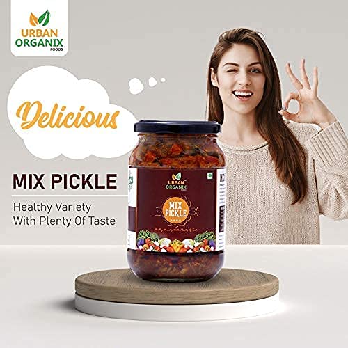 URBAN ORGANIX FOODS Homemade Mixed Pickle Achaar Mixed Vegetable Mango Lime Green Chilli Carrot Ginger Pickle 400 Gram - View 5 of 7